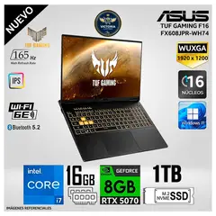 ASUS - Laptop Gamer TUF F16 FX608JPR-WH74 Core I7 16GB RAM 1TB SSD RTX 5070 8GB 16 WUXGA 165HZ WINDOWS 11