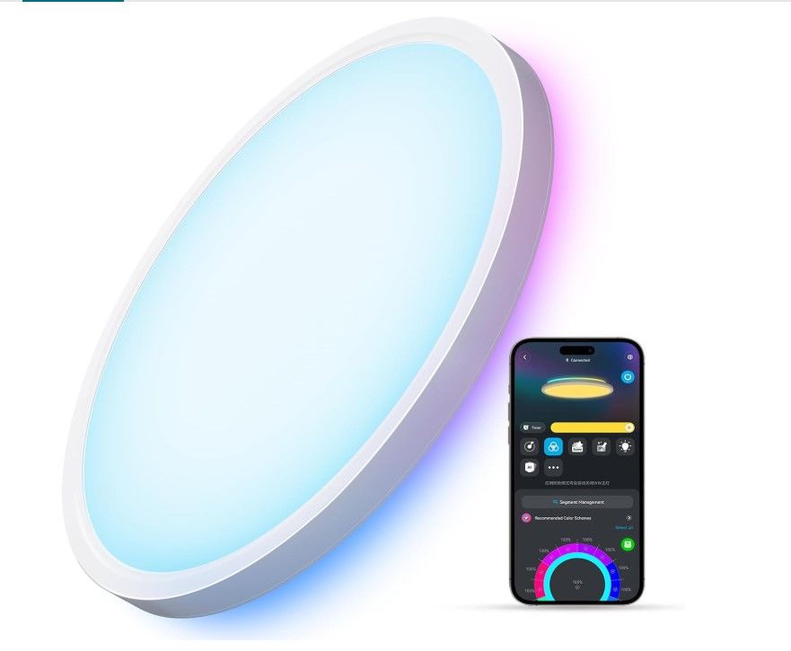 Lámpara Techo Inteligente RGBICCompatible Alexa y Google Home