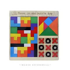 GENERICO - JUEGO 3 EN 1 TRES EN RAYA CON TANGRAM Y TETRIS
