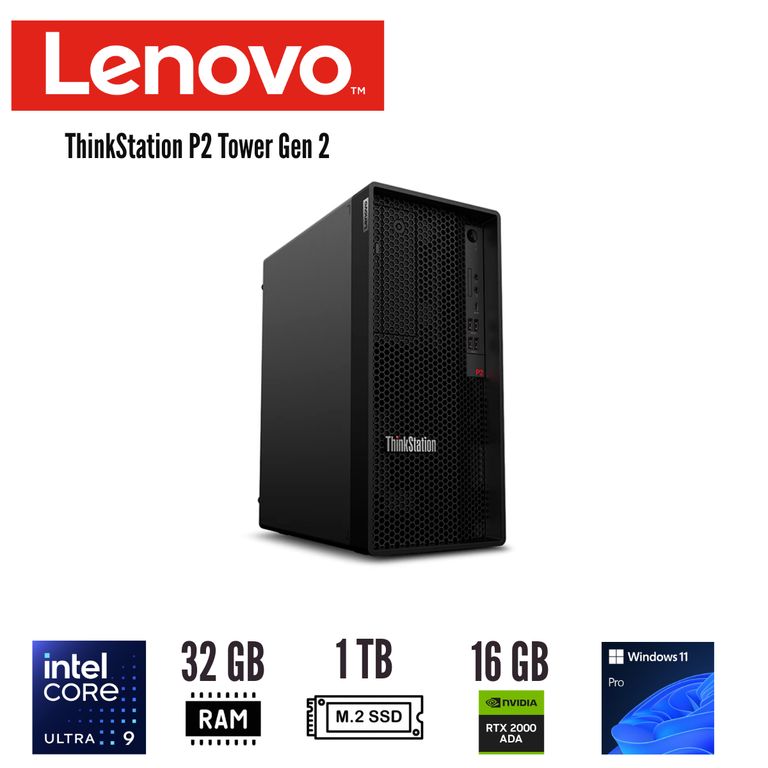 Computador - ThinkStation P2 Tower Core Ultra 9 285K 32GB DDR5 1TB SSD RTX 2000 Ada 16GB