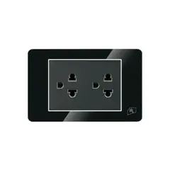 HOME LIGHT - Tomacorriente Doble 15A para Empotrar con Salida a Tierra Negro Acrilico Elegant