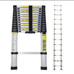 GENERICO - Escalera Telescopica Plegable Retractil 3.8m Pórtatil Aluminio Moderna Hogar Trabajo  TZ-11