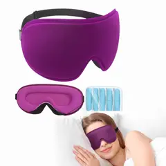 GENERICO - Antifaz Mascara Para Dormir PREMIUM + 10 Tapones - Unisex Contorno 3D Color LILA - LYSIAN