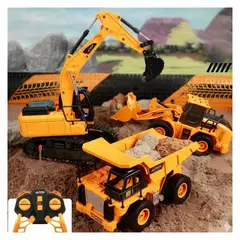 GENERICO - Combo Tractor + Camión Minero a Control Remoto con Luces LED y Batería Recargable