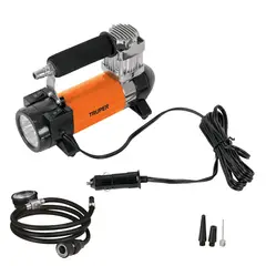 Truper - Inflador portátil 12 V para auto, con linterna LED,