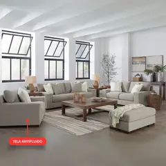 GENERICO - Juego de Sala beele 3-2-1 con banqueta en tela antifluido