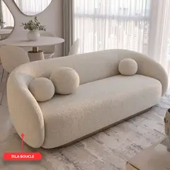 GENERICO - Sofá Curvo Lua 220 cm x 85 cm en Tela boucle