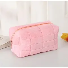 GENERICO - NECESER DE MAQUILLAJE ACOLCHADO COLOR ROSADO - ESTUCHE PORTACOSMETICOS USO MULTIFUNCIONAL