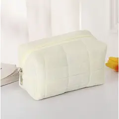 GENERICO - NECESER DE MAQUILLAJE ACOLCHADO COLOR BLANCO - ESTUCHE PORTACOSMETICOS USO MULTIFUNCIONAL