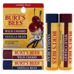 BURTS BEES - Bálsamo labial hidratante de cereza silvestre y vainilla, paquete doble, 9 ml,
