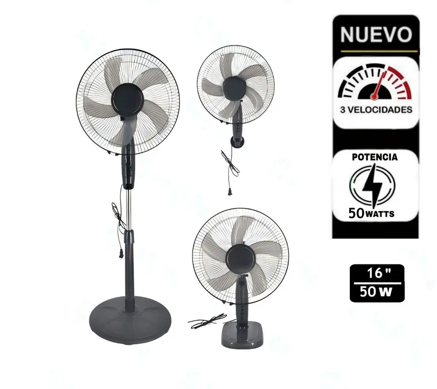 Ventilador 3 en 1 Pared y Mesa 16" Pulgadas 50W Modelo 2026