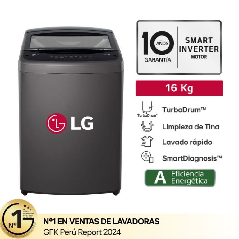 LAVADORA 16 KG WT16BVTB TURBODRUM CARGA SUPERIOR NEGRO