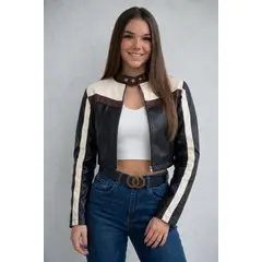 GENERICO - CASACA MOTERA CUERINA EN TENDENCIA DE MUJER