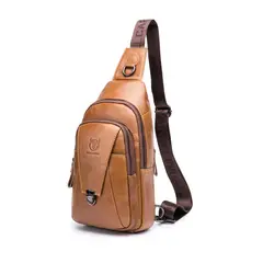 BULLCAPTAIN - - Mochila cruzada de Cuero XB-110-BR - Marrón