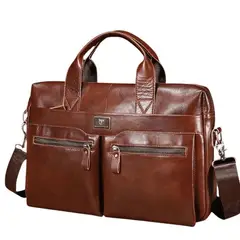 BULLCAPTAIN - - Maletín de Cuero GWB-056-CF - Marrón