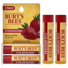BURTS BEES - Bálsamo labial hidratante de fresa, paquete doble, 9 ml,
