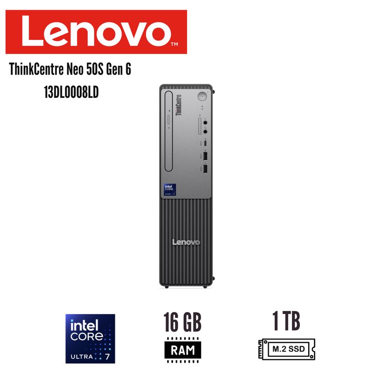 Computadora ThinkCentre Neo 50S Gen 6 13DL0008LD Intel Core Ultra 7 265 16GB DDR5 1TB SSD