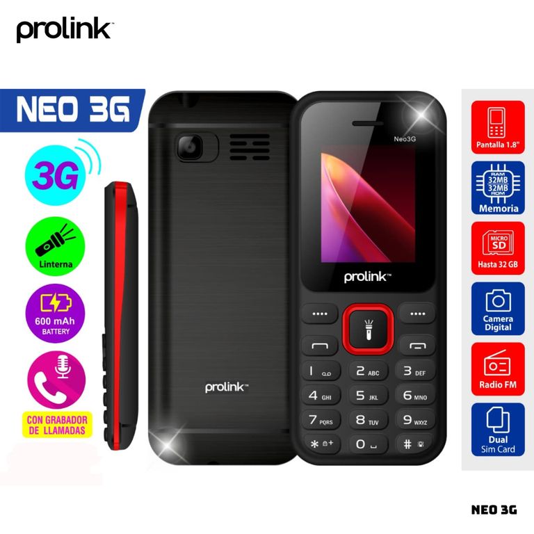 CELULAR BASICO NEO 3G DUAL SIM - ROJO