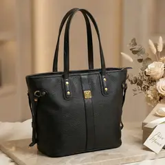 INDEMA - Bolso Tote Bag Cuero PU Amplio Perfecto para Trabajo Diario - Negro