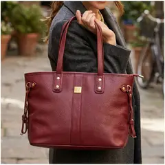 INDEMA - Bolso Tote Bag Cuero PU Amplio Perfecto para Trabajo Diario - Bordó