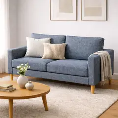 ARTSOFA - Sofá Tres Cuerpos Nordik Azul Denim Antifluido + Obsequio