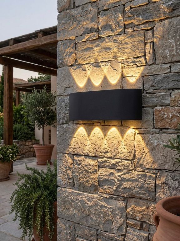 BRAQUETE APLIQUE DE PARED EXTERIOR LED DUAL OVALADO 8W / 8 LEDS LUZ CALIDA - FACIL INSTALACION