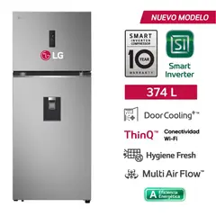 LG - Refrigeradora 374LT Door Cooling+ Top Freezer VT38SPYC Plateada