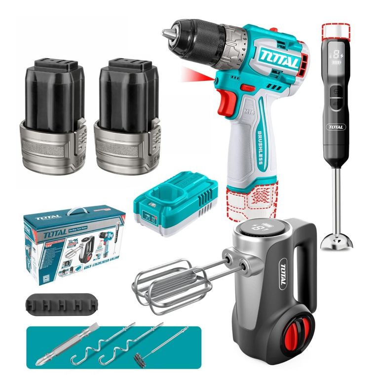 Combo 3 en 1 Taladro Atornillador 60nm + Batidoras 16v