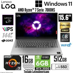 LENOVO - Laptop LOQ Essential 15ARP10E AMD Ryzen 7 7735HS 16GB RAM 512GB SSD RTX 3050-6GB 15.6" FHD