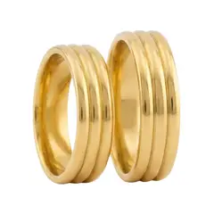 GENERICO - Aros Anillos Compromiso Matrimonio Novios Boda Acero Dorado