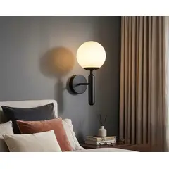 GENERICO - APLIQUE LAMPARA DE PARED NEGRO DISEÑO ESFERA INCLUYE FOCO LED - FACIL INSTALACION