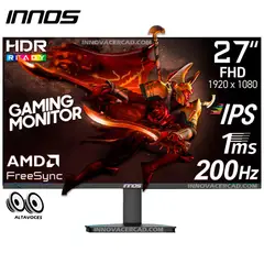 UNIVERSAL - Monitor INNOS HIPERVIEW Gaming HV-27F200D 27 pulg Full HD 1920x1080, IPS, 200HZ, 1MS, FreeSync.