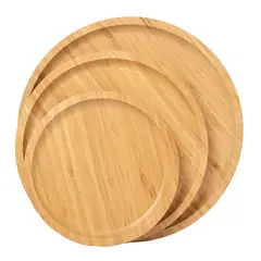 GENERICO - Set 3 Bandejas de Bambú Redondas