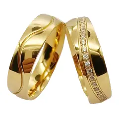 GENERICO - Anillo De Pareja Matrimonio Mi Otra Mitad Corazon Dorado Estuche Gratis