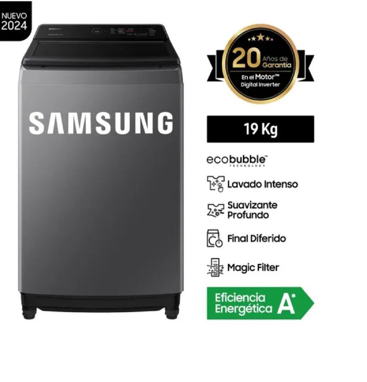 Lavadora WA19CG6441BDPE EcoBubble™ 19Kg - Gris Oscuro