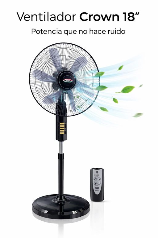 Ventilador 18” con Control Remoto - 5 Aspas Acrílicas Silenc