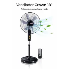 CROWN - Ventilador 18” con Control Remoto - 5 Aspas Acrílicas Silenciosas – 150W de Potencia
