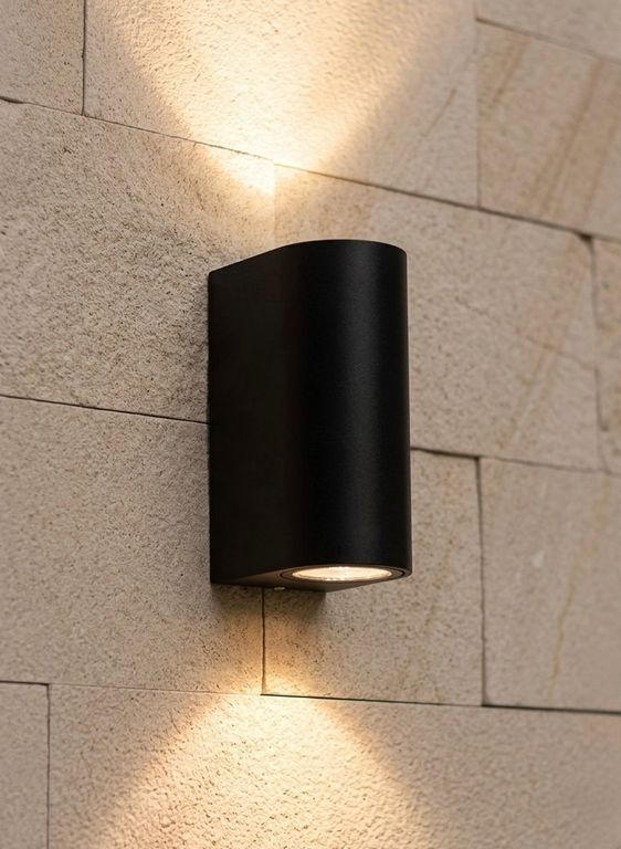 APLIQUE CILINDRO NEGRO DOBLE INCLUYE FOCOS DICROICOS GU10 - FACIL INSTALACION