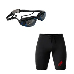 AQUA&MODA - PACK SHORT DE NATACION NEGRO CON LENTES DE NATACIÓN NEGRO POLARIZADOS CON PROTECCION UV SNLAQSRLPN