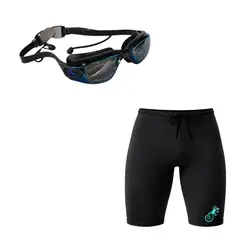 AQUA&MODA - PACK SHORT DE NATACION NEGRO CON LENTES DE NATACIÓN NEGRO POLARIZADOS CON PROTECCION UV SNLAQSTLPN