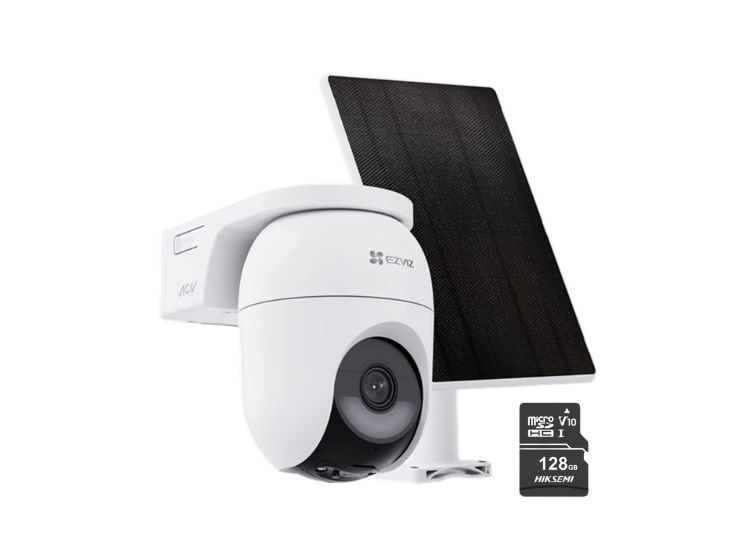 Cámara de seguridad CB8 LITE 4MP + Micro SD 128GB Vista panorámica Batería Panel Solar