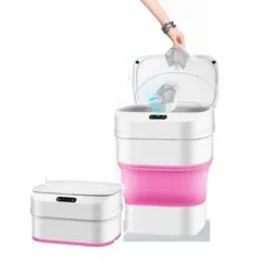 GENERICO - Papelera Con Sensor Plegable Rosado