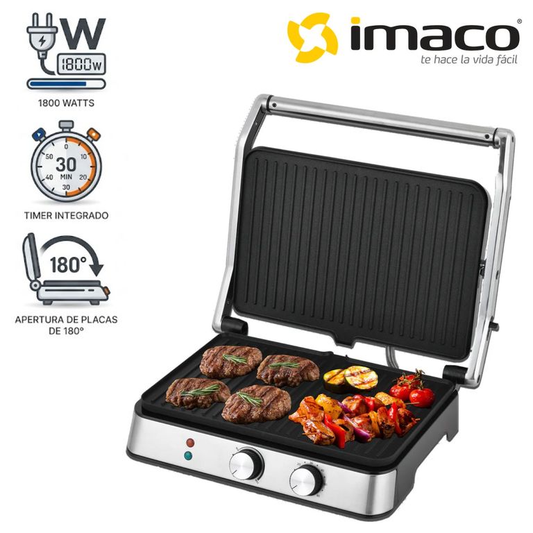 Parrilla Grill Panini IG 3423 Tamaño XL 06 Panes con Niveles de Temperaturas