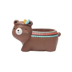 GENERICO - Maceta de Oso Marrón de Resina Sin Plantas