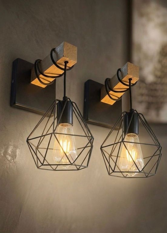 PACK X2 LAMPARAS DE PARED MODELO DIAMANTE INCLUYE FOCO - FACIL INSTALACION