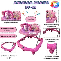 HI BABY - ANDADOR MUSICAL DIDACTICO CON ESTRUCTURA REFORZADA - ROSADO