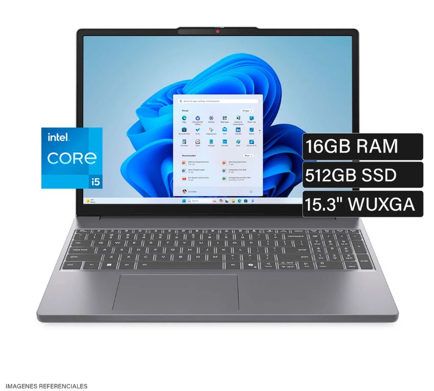 LAPTOP IDEAPAD SLIM 3 15IRH10 INTEL CORE I5 13420H 83K100C3LM RAM 16GB DDR5 SSD 512GB 15.3"