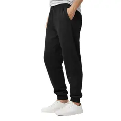 ENKI - Jogger Hombre Negro Algodón French Terry Fit Regular Con Puño Rib