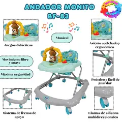 HI BABY - ANDADOR MUSICAL DIDACTICO CON ESTRUCTURA REFORZADA - VERDE CON GRIS