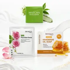 BIOAQUA - MASCARILLA FACIAL + ARCILLA MATCHA + JABON EXFOLIANTE